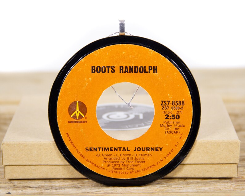 Vintage Boots Randolph Sentimental Journey Record Christmas Ornament from 1973 / Music Gift / Jazz, Pop image 1