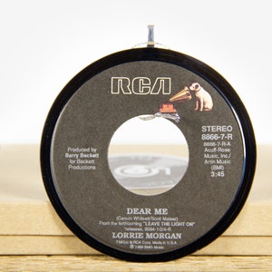 Vintage Lorrie Morgan &quot;Dear Me&quot; Vinyl Record Christmas Ornament from 1988 / Folk, Country