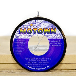 Vintage Michael Jackson &quot;One Day In Your Life&quot; Vinyl Record Christmas Ornament from 1975 / Vintage Holiday Decor / Rock, Pop