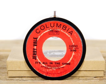 Vintage Jerry Vale "It's All In The Game" Record Christmas Ornament from 1969 / Vintage Holiday Decor / Pop