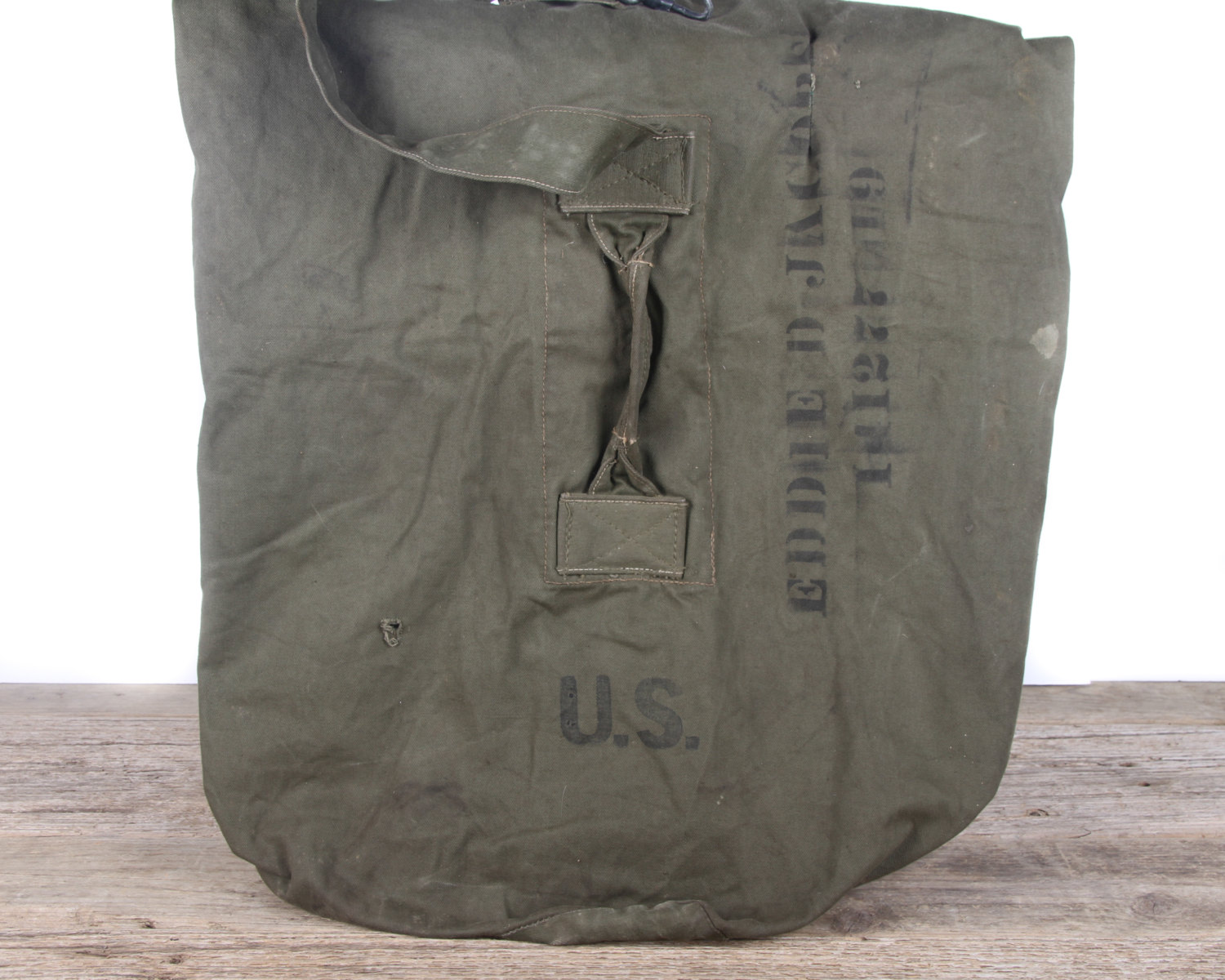 Vintage 1945 Military Duffle Canvas Green Bag / WWII Army Bag / Retro Military Bag / Travel ...