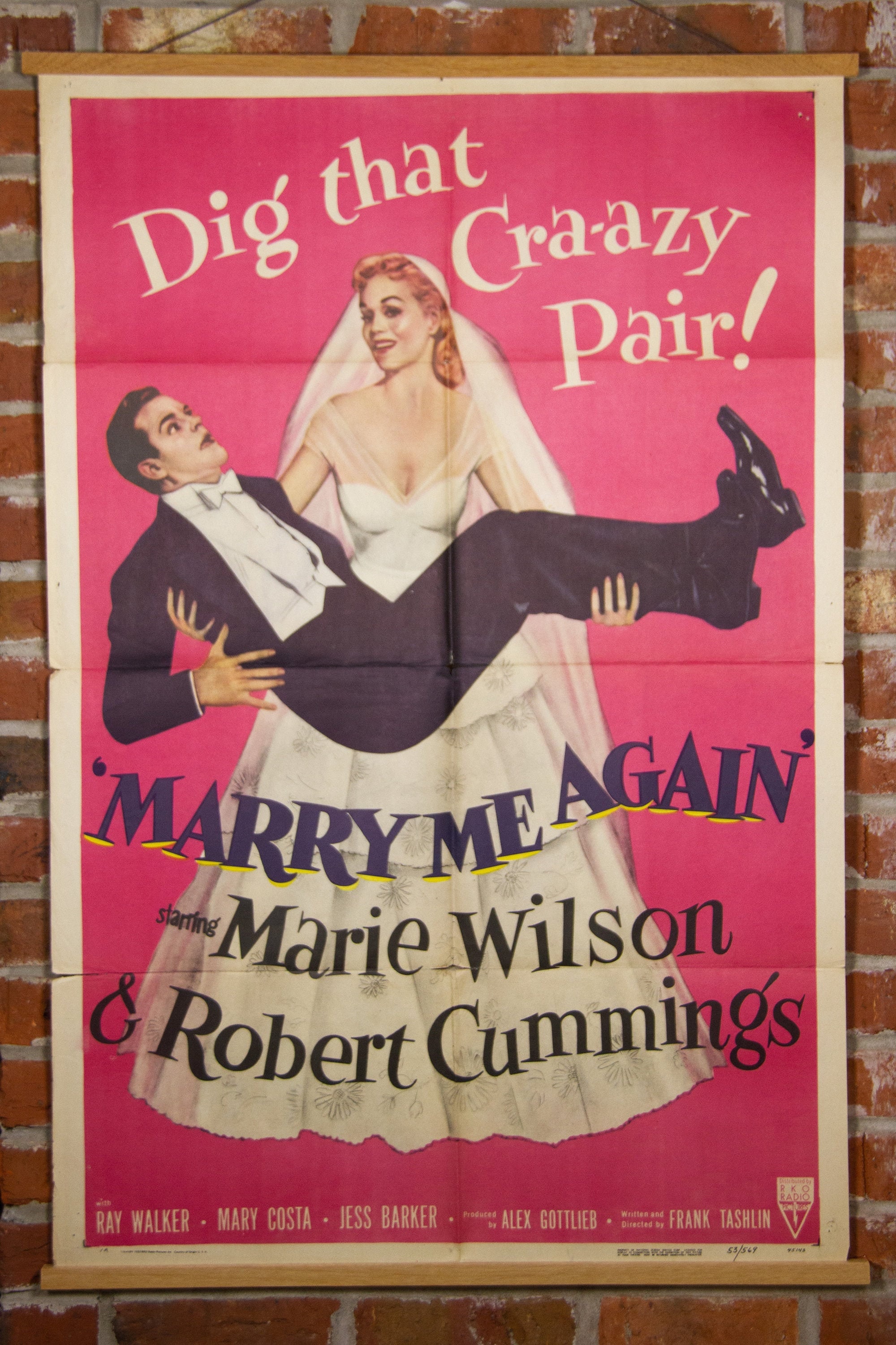 1953 Marry Me Again Movie Poster Original 1953 27 X 41 1 One Sheet