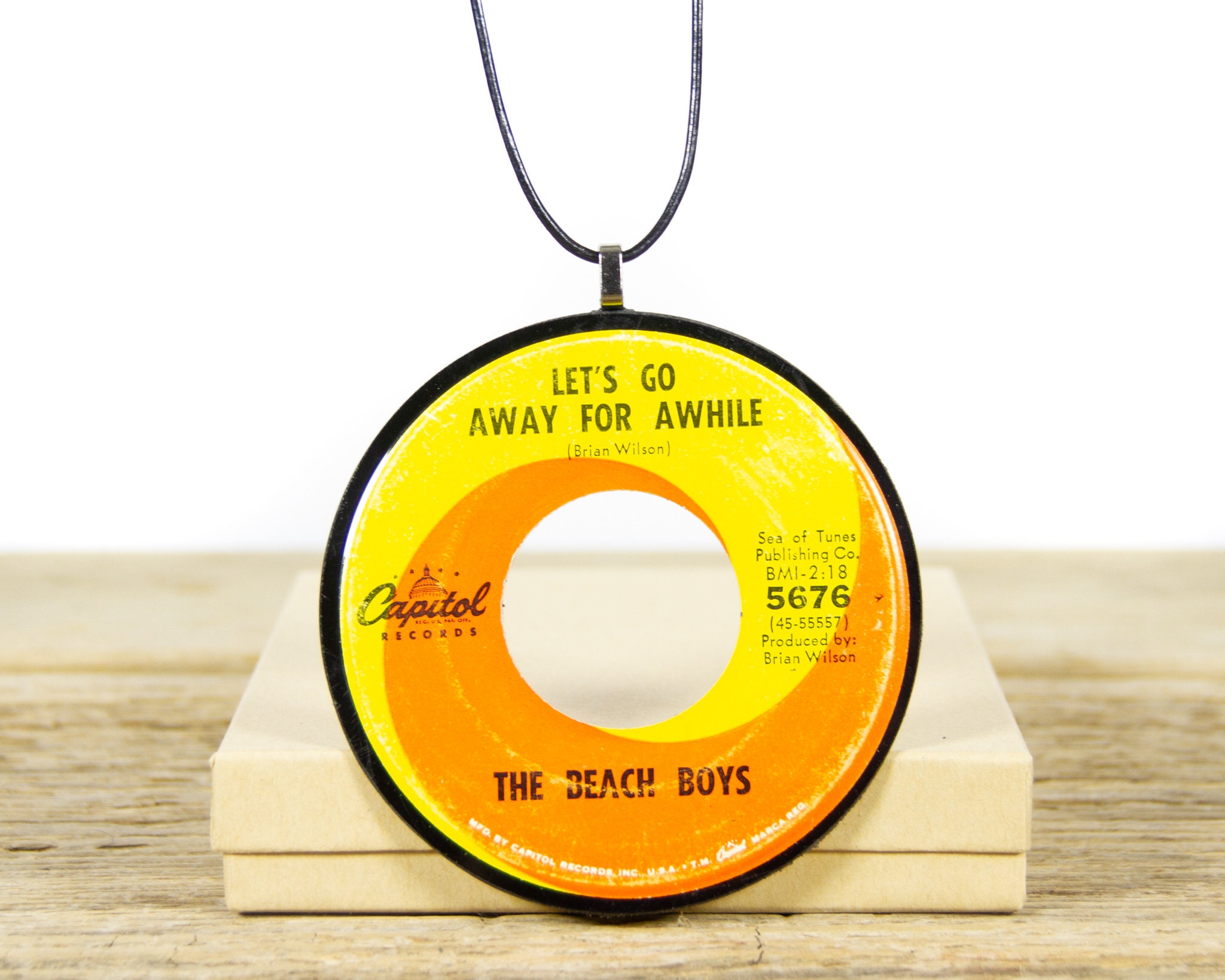 Vintage Handmade the Beach Boys Vinyl Record Necklace 1966 / 45