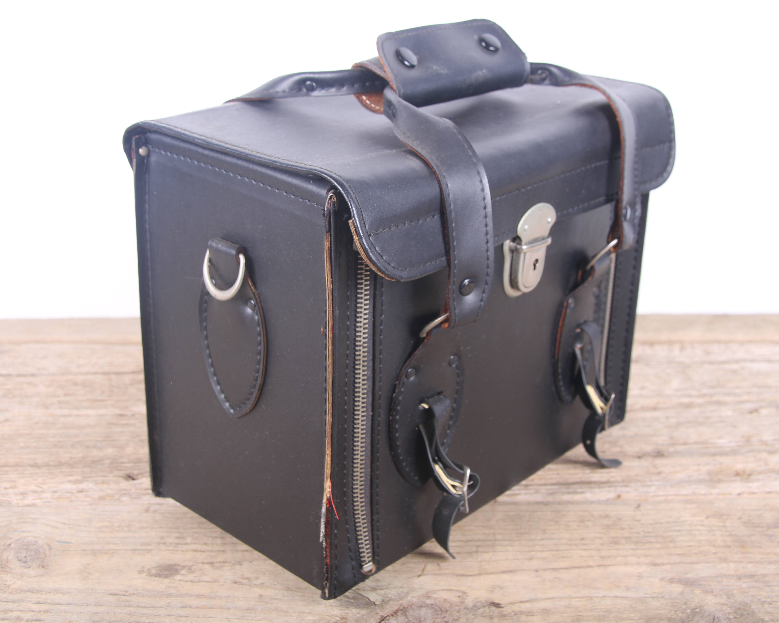 Vintage Black SLR Camera Bag / Old Camera Bag / Vinyl Camera Case