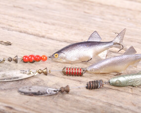 Old Fishing Lures Mepps Fishing Lures Fishing Decor Vintage Fishing Lure Rubber Fishing Lure Old Fishing Lure Fishing Gift