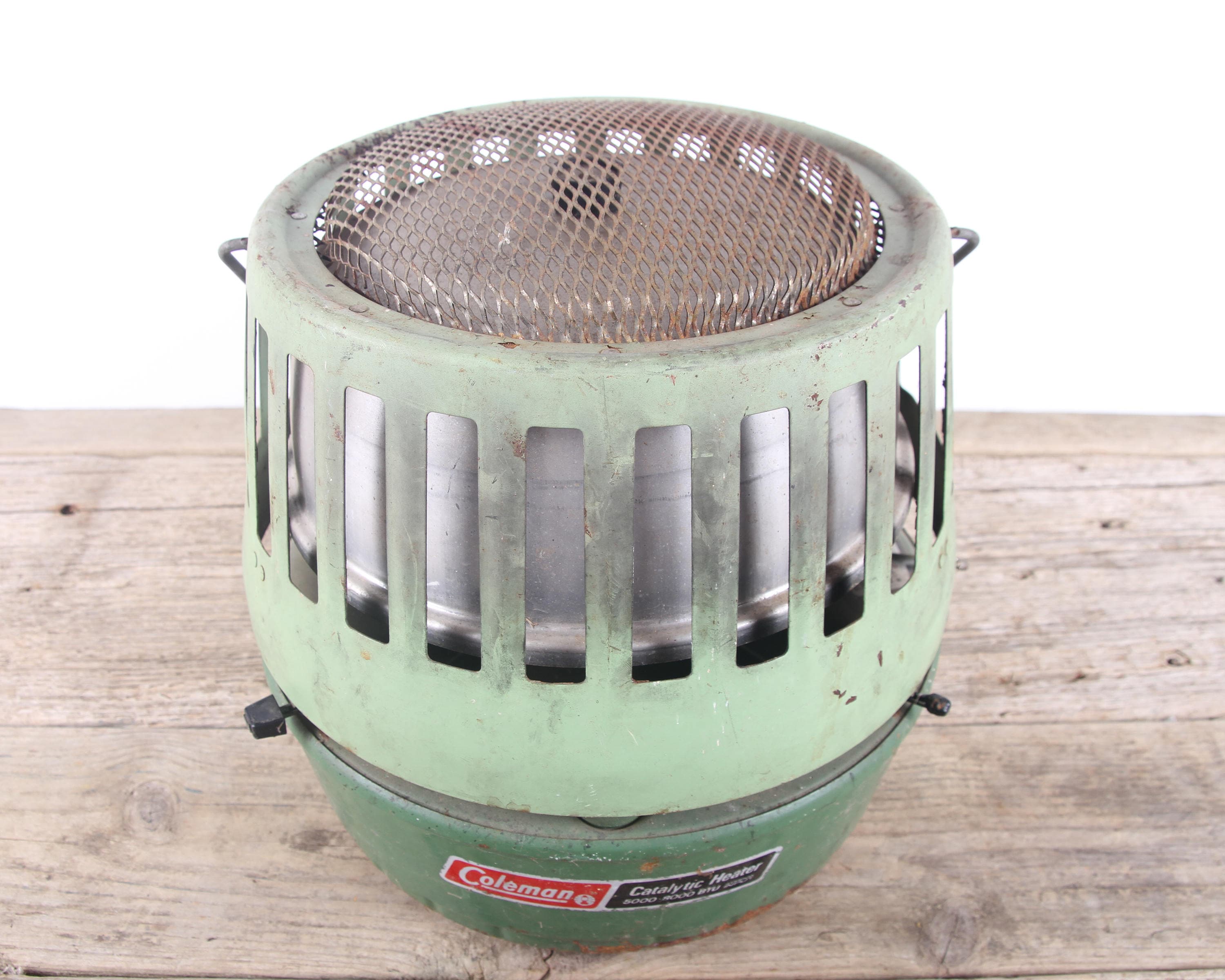 Vintage Coleman Catalytic Heater / Green Antique Outdoor Heater
