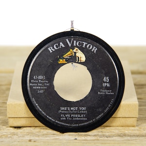 Vintage Elvis Presley &quot;She&#39;s Not You&quot; Vinyl Record Christmas Ornament from 1962 / Vintage Holiday Decor / Elvis Gift / Record Gift / Rock