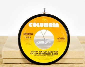 Vintage Larry Gatlin & The Gatlin Brothers Band "She Used To Sing On Sunday" Vinyl Record Christmas Ornament from 1981 / Country, Folk