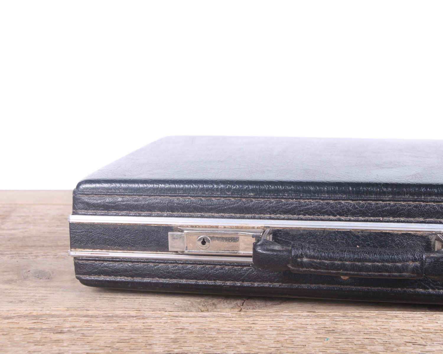 Vintage Black Briefcase / Antique Hardshell Black Briefcase / Suitcase