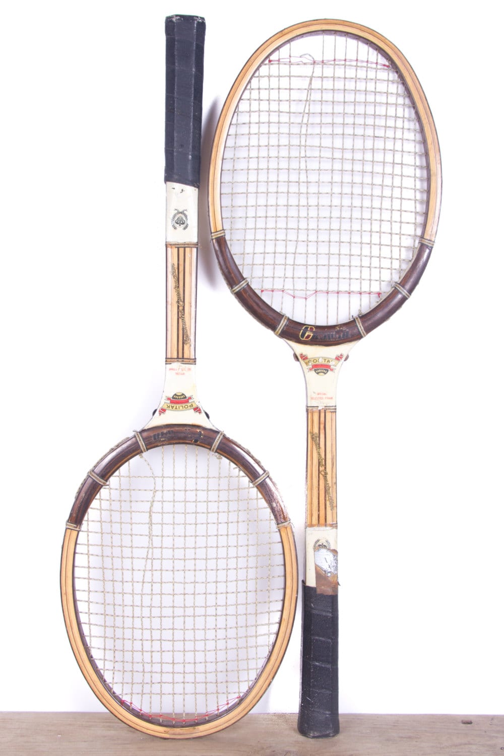 Vintage Wooden Tennis Rackets / Crown Tennis Racquets / Politak Wood