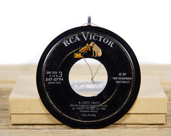 Vintage Elvis "Tutti Frutti" Record Christmas Ornament from 1956 / Vintage Holiday Decor / Rock, Pop / Elvis Ornament
