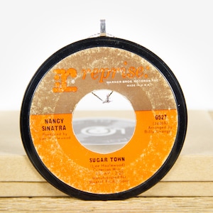 Vintage Nancy Sinatra &quot;Sugar Town&quot; Record Christmas Ornament from 1966 / Holiday Decor / Music Gift / Pop, Country