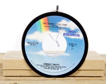 Vintage Conway Twitty "She Thinks I Still Care" Vinyl Record Christmas Ornament / Country, Folk