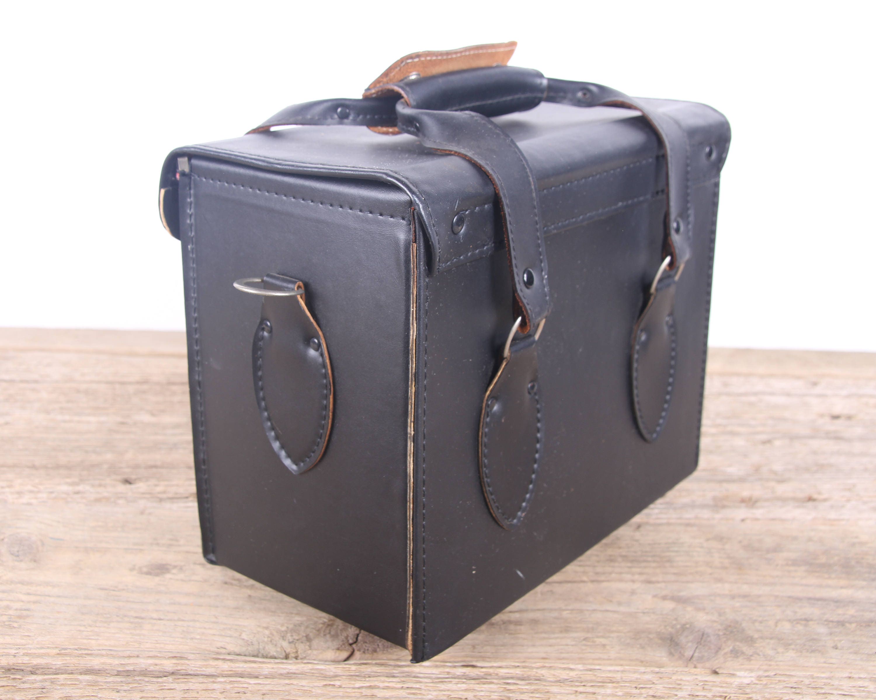 Vintage Black SLR Camera Bag / Old Camera Bag / Vinyl Camera Case