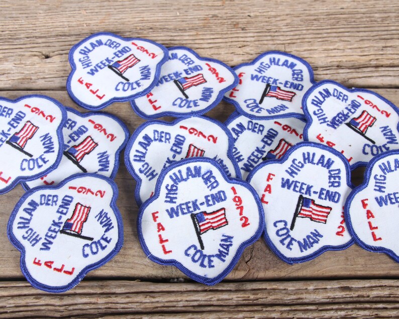 Scout Patch 1972 Highlander Week-End Coleman 3 Girl Scouts Patch Vintage Patches Grunge Patches Punk Patches Red White blue