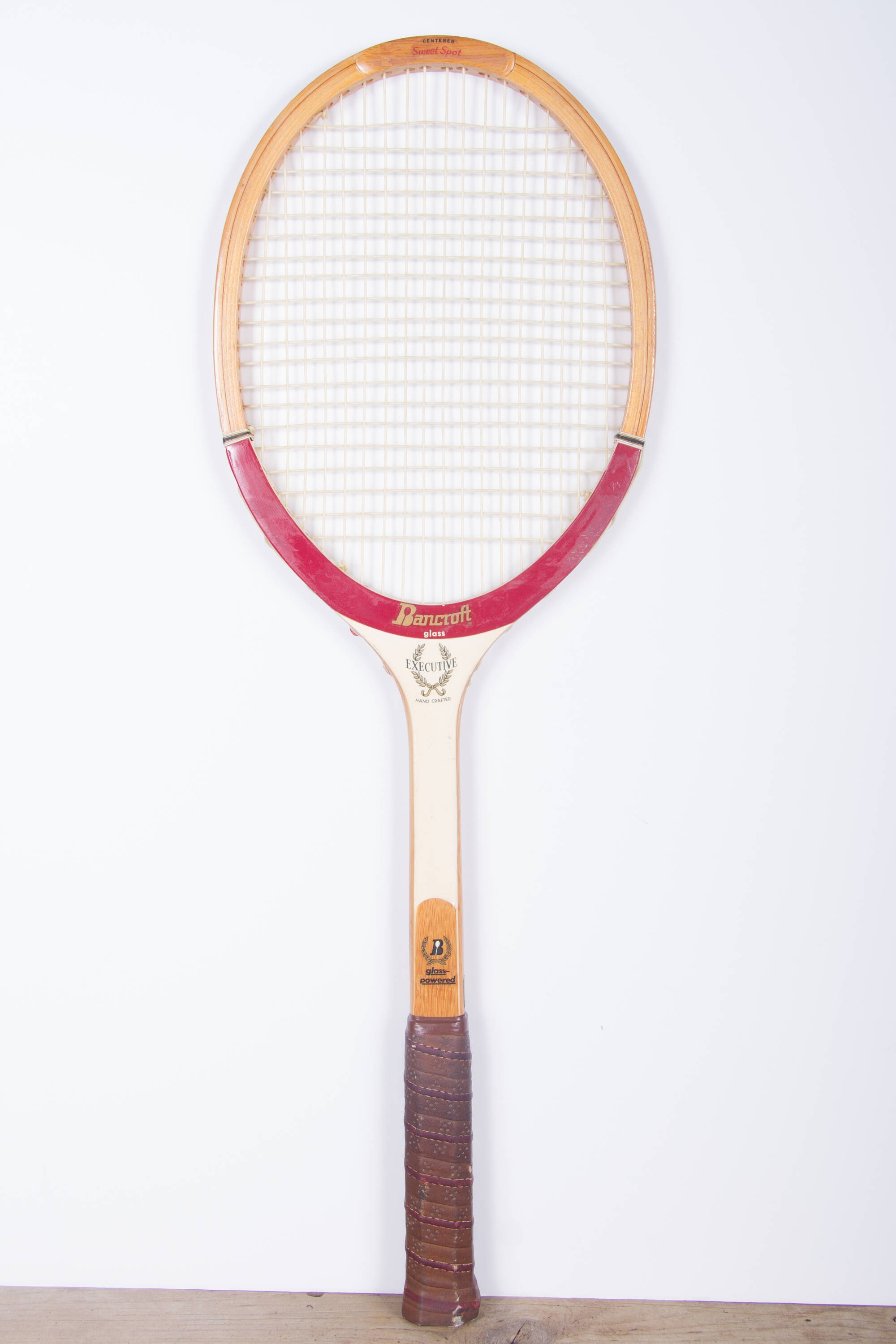 Vintage Wooden Tennis Racquet / Red White Bancroft Executive Tennis