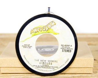 Vintage The New Seekers "Circles" Vinyl Record Christmas Ornament from 1972 / Vintage Holiday Decor / Rock, Pop