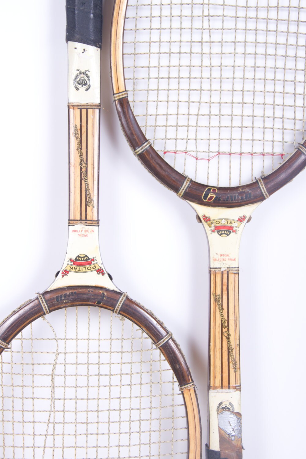 Vintage Wooden Tennis Rackets / Crown Tennis Racquets / Politak Wood