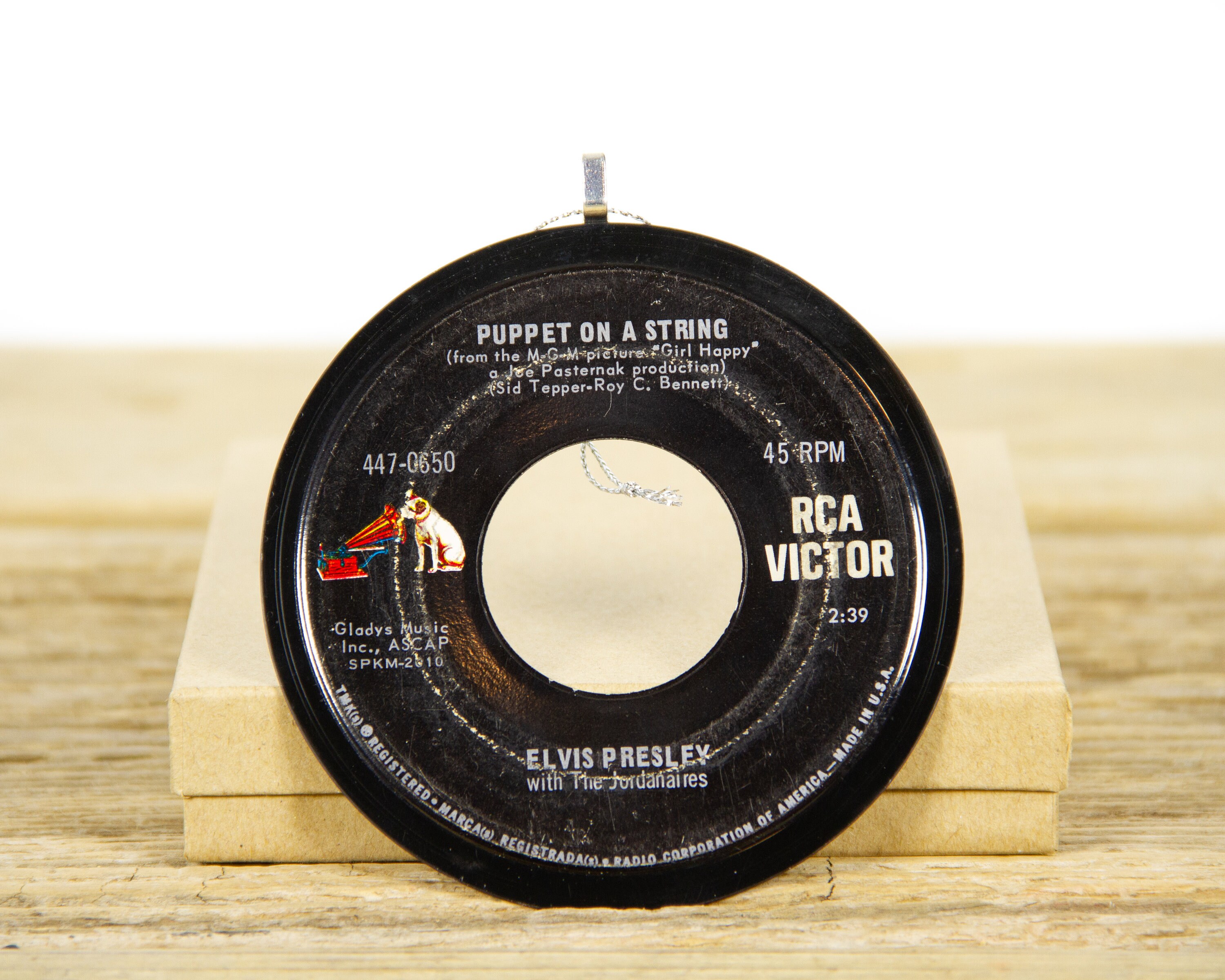 Vintage Elvis Presley Puppet On A String Record Christmas Ornament from