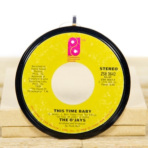 Vintage The O&#39;Jays &quot;This Time Baby&quot; Record Christmas Ornament from 1978 / Holiday Decor / Christmas Record Gift / Funk, Soul