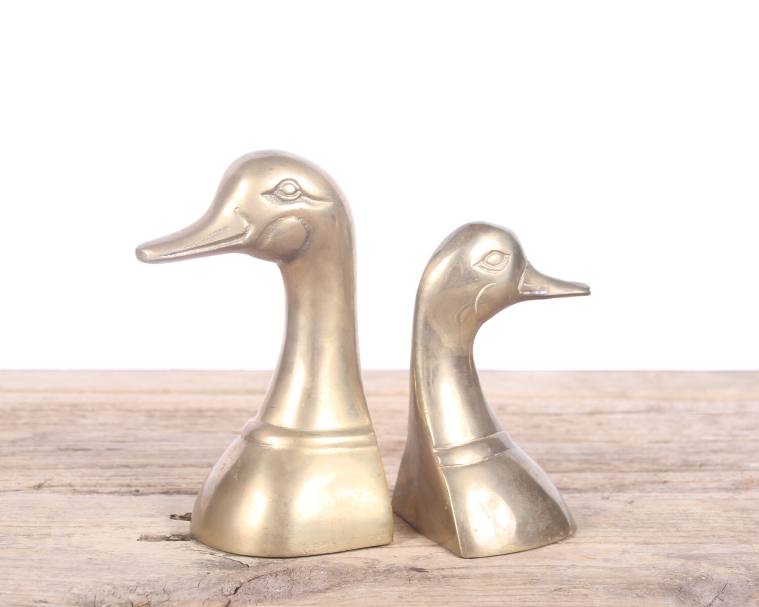 Vintage Brass Duck Bookends / Gold Duck Bookends / Duck Gift / Unique