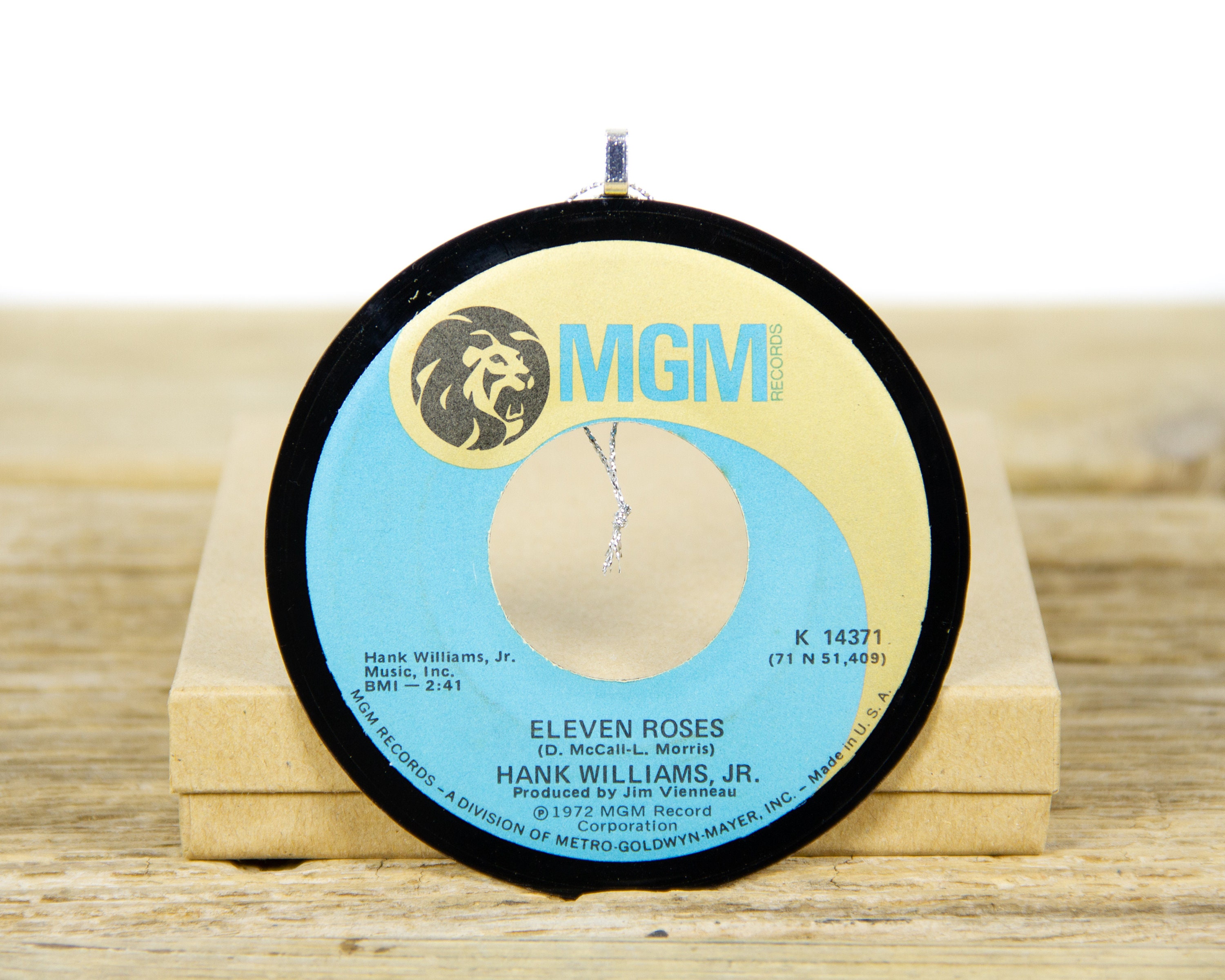 Vintage Hank Williams, Jr. Eleven Roses Vinyl Record Christmas Ornament  From 1972 / Holiday Decor / Folk, World, Country