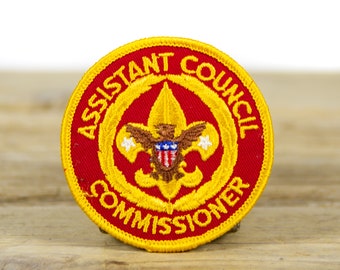 Vintage Boy Scouts of America Assistant Council Commissioner Patch / 3" Red and Yellow Patch