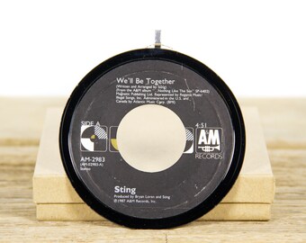Vintage Sting "We'll Be Together" Record Christmas Ornament from 1987 / Vintage Holiday Decor / Rock, Pop
