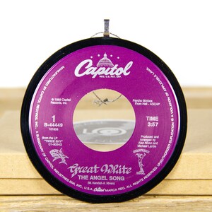 Vintage Great White "The Angel Song" Record Christmas Ornament from 1989 / Holiday Decor / Music Gift / Hard Rock, Pop