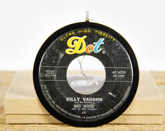 Vintage Billy Vaughn "Red Wing" Vinyl Record Christmas Ornament from 1961 / Holiday Decor / Pop