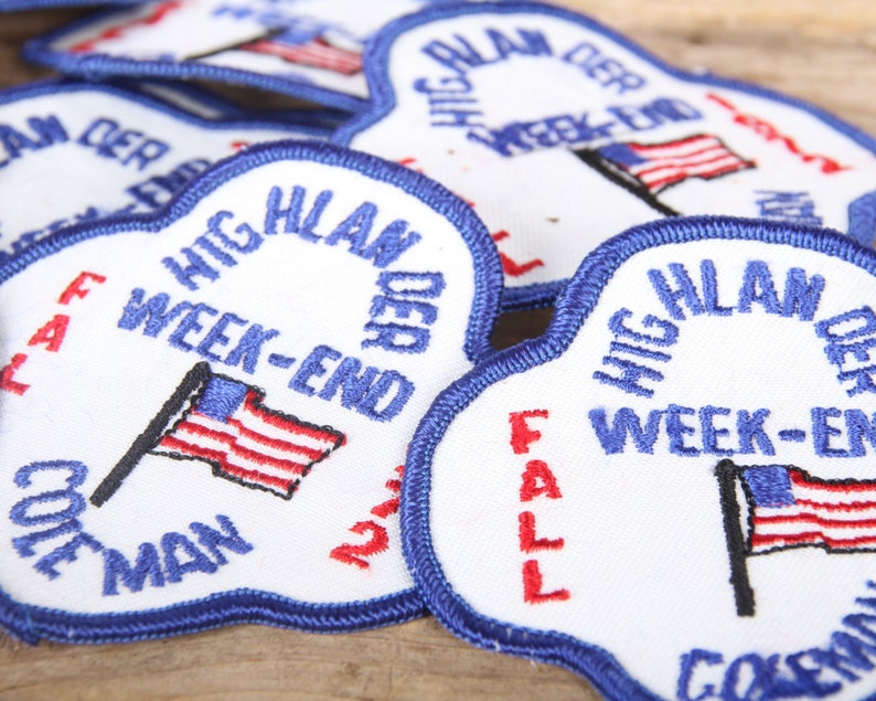Scout Patch 1972 Highlander Week-End Coleman 3 Girl Scouts Patch Vintage Patches Grunge Patches Punk Patches Red White blue