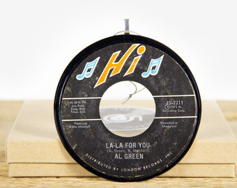 Adorno navideño vintage del disco "La-La For You" de Al Green, de 1972 / Decoración navideña vintage / Funk, Soul, Rock