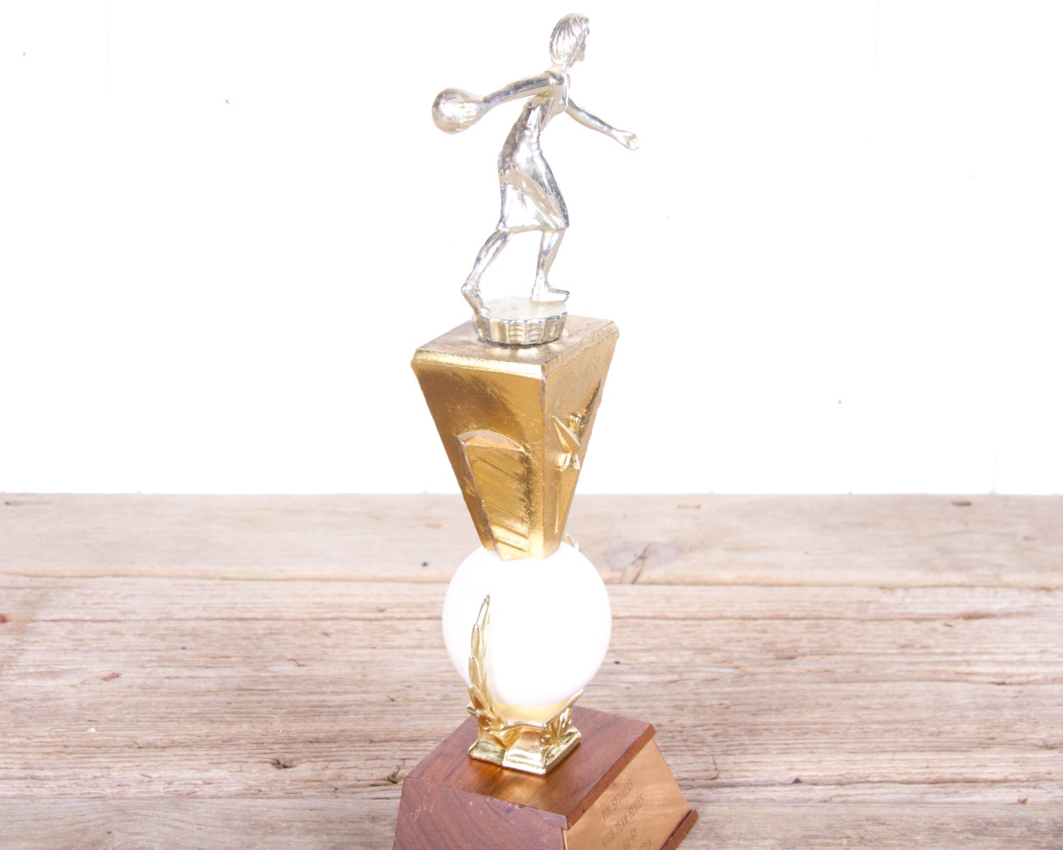Antique Trophy / Women's Bowling Trophy / Gold Trophy / Old Trophies