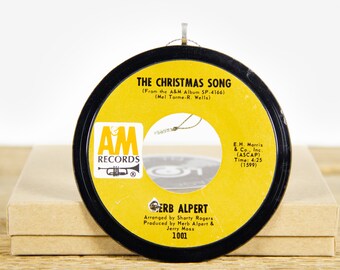 Vintage Herb Alpert "The Christmas Song" Vinyl Record Christmas Ornament from 1968 / Vintage Holiday Decor / Jazz