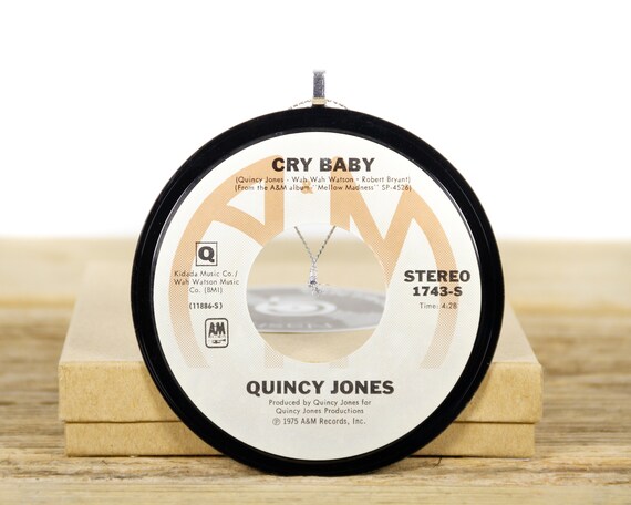 Vintage Quincy Jones "Cry Baby" Vinyl Record Christmas Ornament from 1975 / Vintage Holiday Decor / Funk, Soul