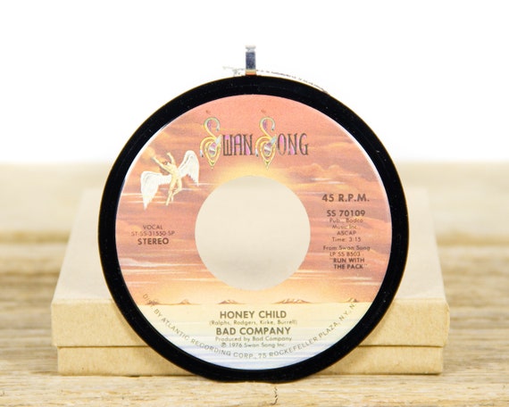 Vintage Bad Company "Honey Child" Record Christmas Ornament from 1976 / Vintage Holiday Decor / Rock, Pop