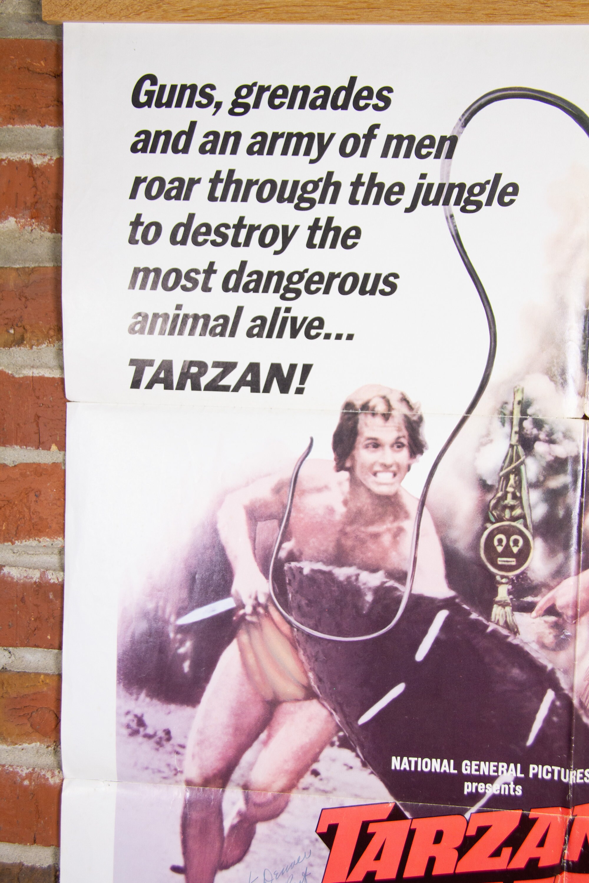 1970年、ジョック・マホニー主演の映画『ターザンの沈黙』の直筆サイン