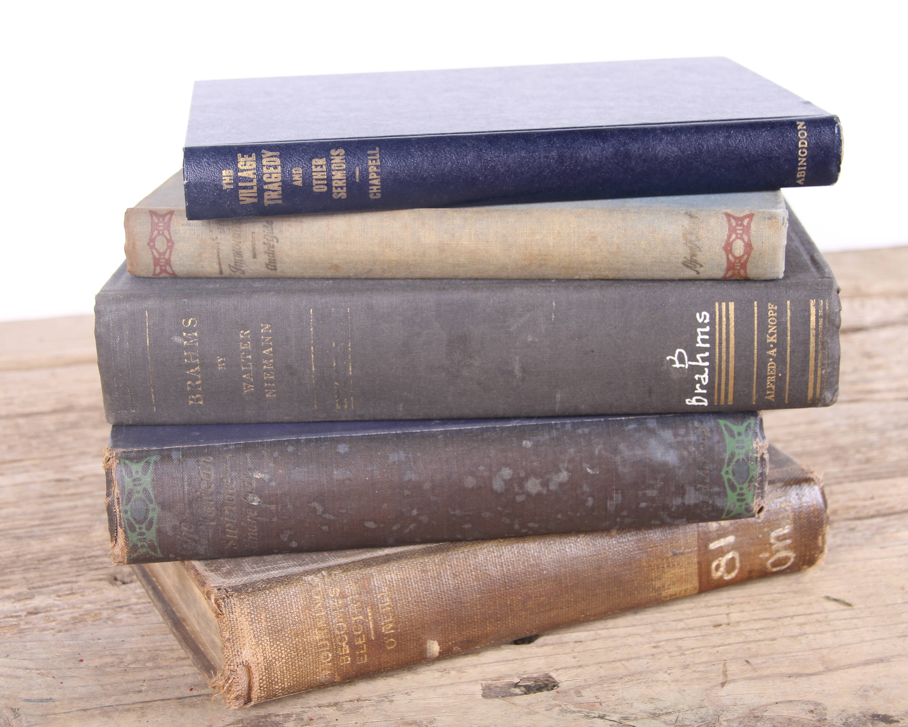Vintage 1920s30s Books / Old Brown Black Blue Books / Decorative Books
