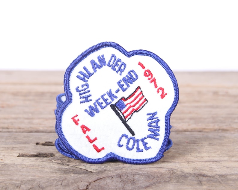 Scout Patch 1972 Highlander Week-End Coleman 3 Girl Scouts Patch Vintage Patches Grunge Patches Punk Patches Red White blue