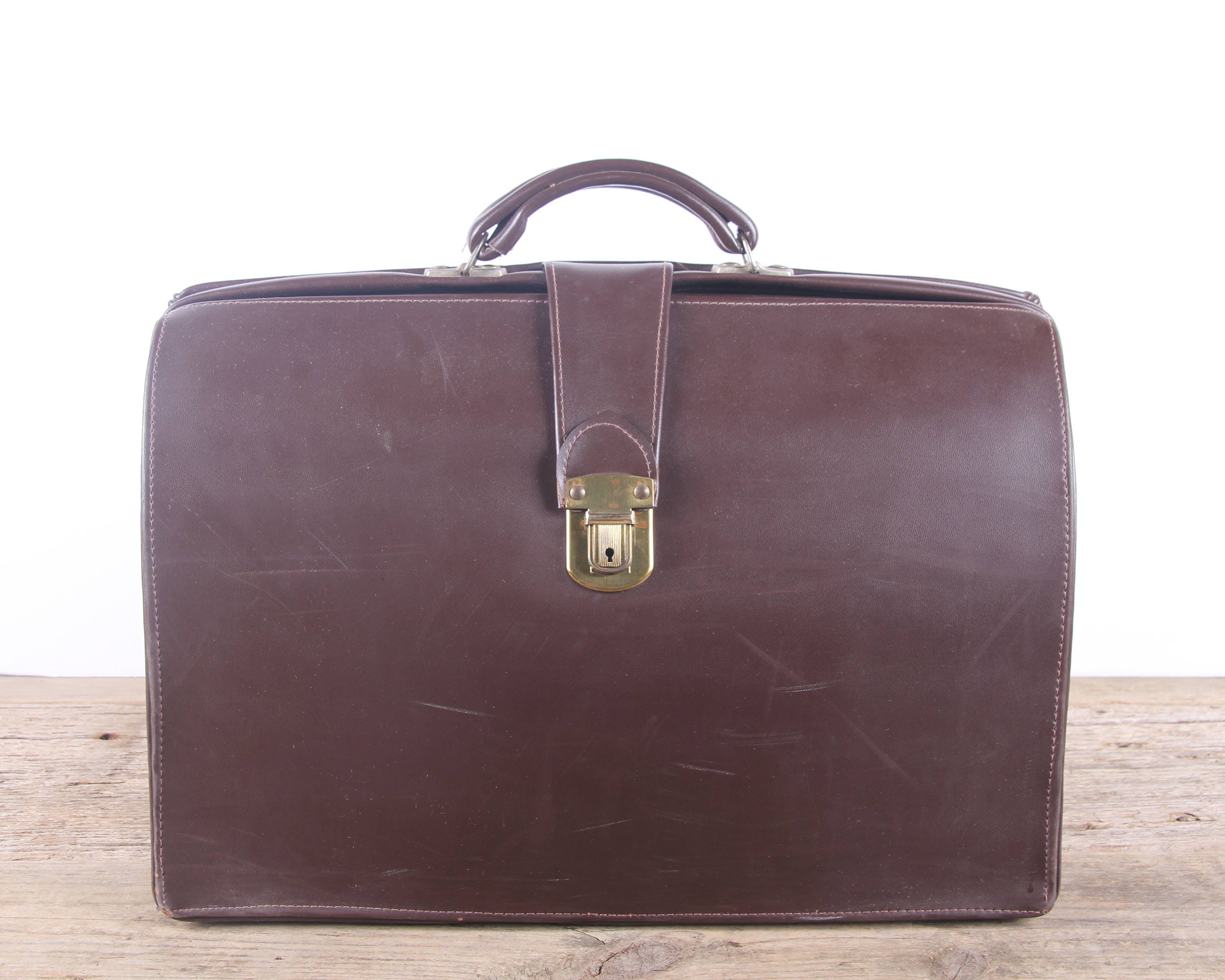 Vintage Leather Briefcase / Brown Brief Bag / Leather | Etsy