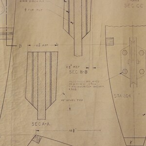 Vintage Airplane Blueprint / 1978 Woodstock Model Plane Blueprint / Blueprint Art / Architectural Blueprint / Unique Office Decor Blue Print image 2