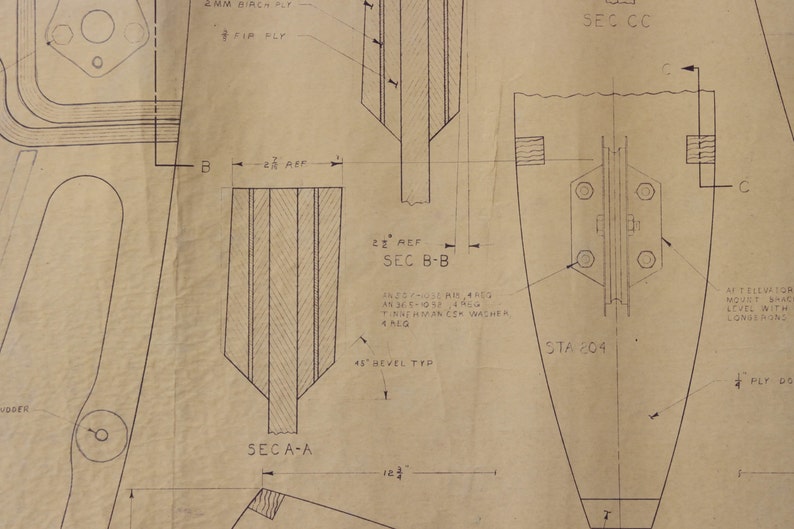 Vintage Airplane Blueprint / 1978 Woodstock Model Plane Blueprint / Blueprint Art / Architectural Blueprint / Unique Office Decor Blue Print image 2