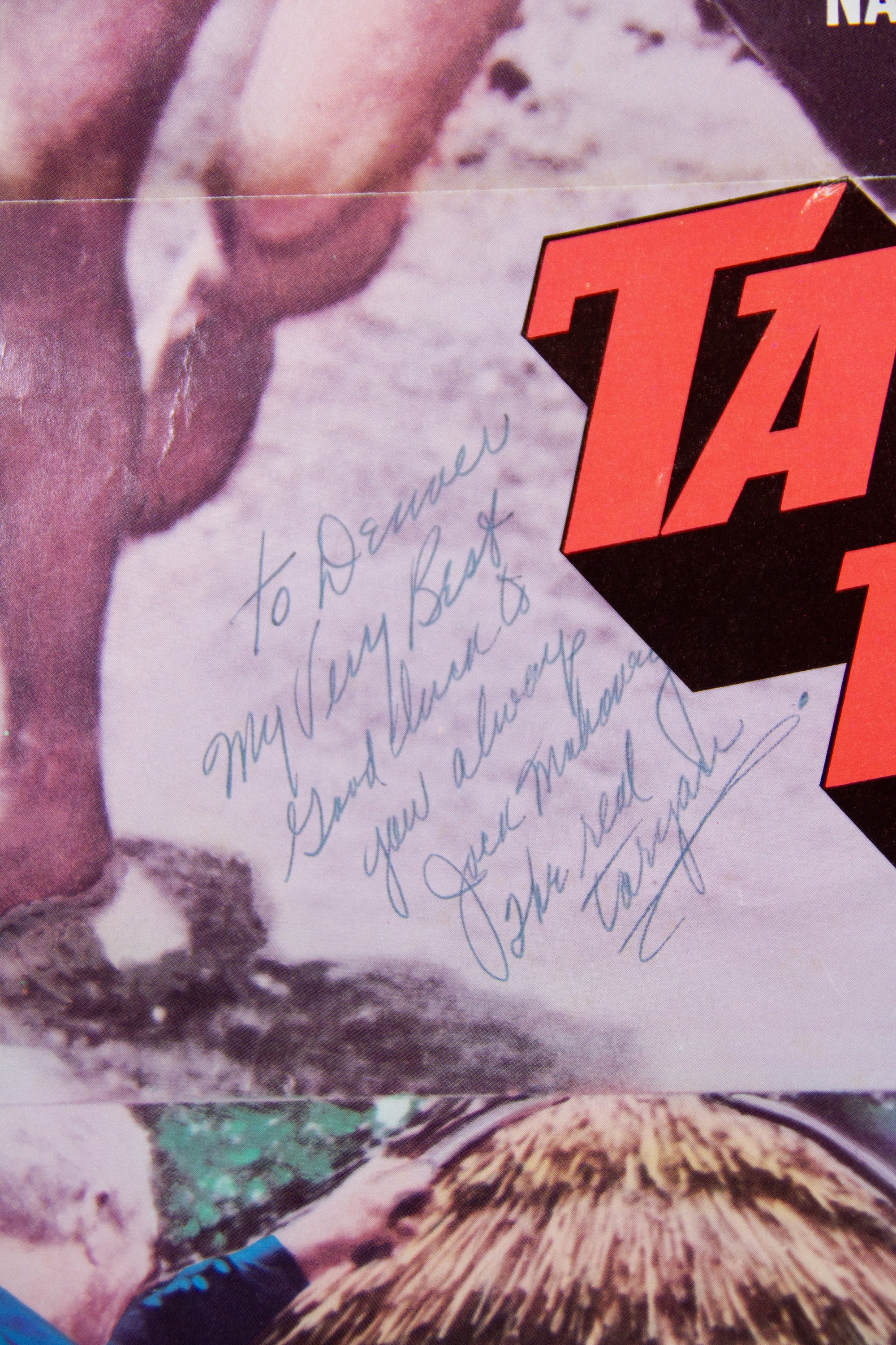 1970年、ジョック・マホニー主演の映画『ターザンの沈黙』の直筆サイン