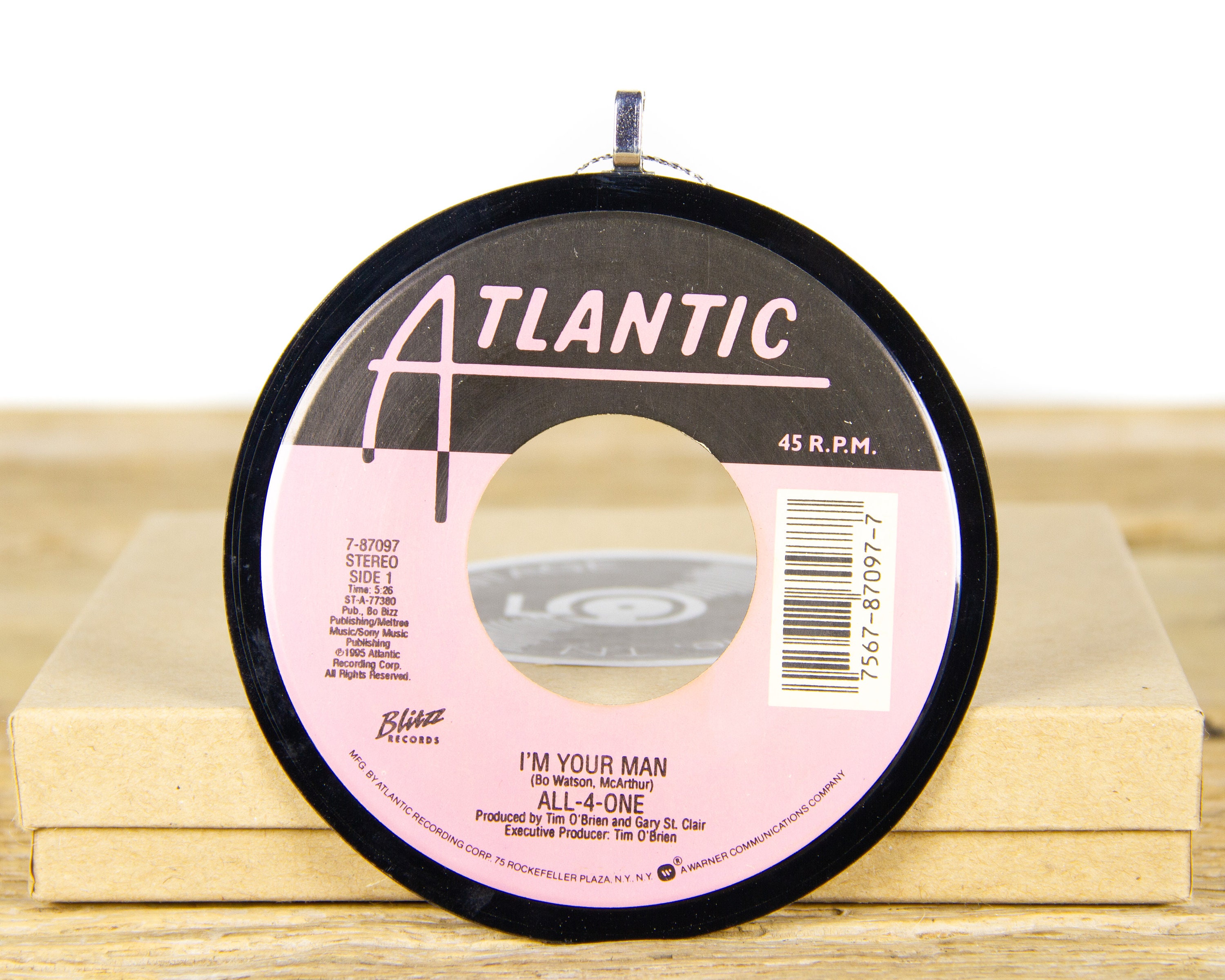 Vintage All-4-One "I'm Your Man" Record Christmas Ornament from 1995 / Vintage Holiday Decor / R&B