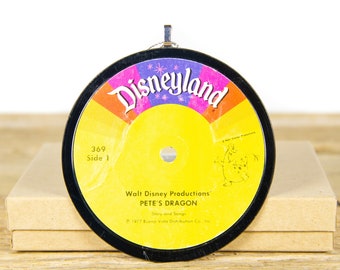 Vintage Disneyland &quot;Pete&#39;s Dragon&quot; Vinyl Record Christmas Ornament from 1977 / Disney Collectible / Disney Ornament