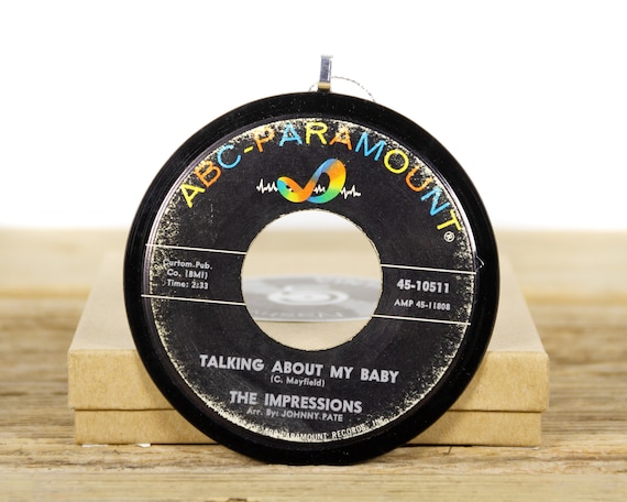 Vintage The Impressions "Talking About My Baby" Record Christmas Ornament from 1963 / Vintage Holiday Decor / Soul, R&B
