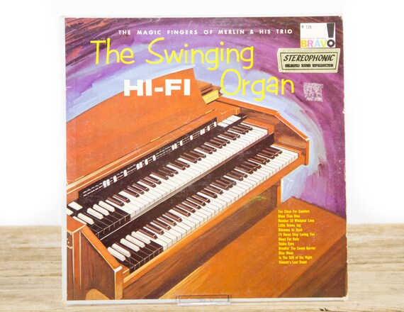 Vintage Merlin & His Trio "The Swinging Hi-Fi Organ" Vinyl Record / Antique 33 Vinyl Records / Old Records / Jazz / Easy Listening
