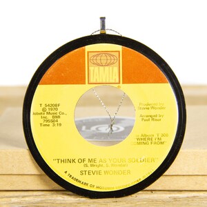 Vintage Stevie Wonder &quot;Think Of Me As Your Soldier&quot; Vinyl Record Christmas Ornament from 1970 / Holiday Decor / Jazz, Funk, Soul