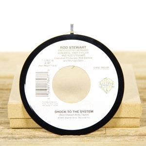 Vintage Rod Stewart &quot;Shock To The System&quot; Record Christmas Ornament from 1995 / Music Gift / Vintage Ornament / Rock, Pop