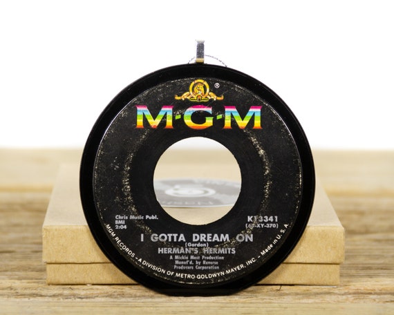 Vintage Herman's Hermits "I Gotta Dream On" Vinyl Record Christmas Ornament from 1965 / Vintage Holiday Decor / Classic Rock, Pop
